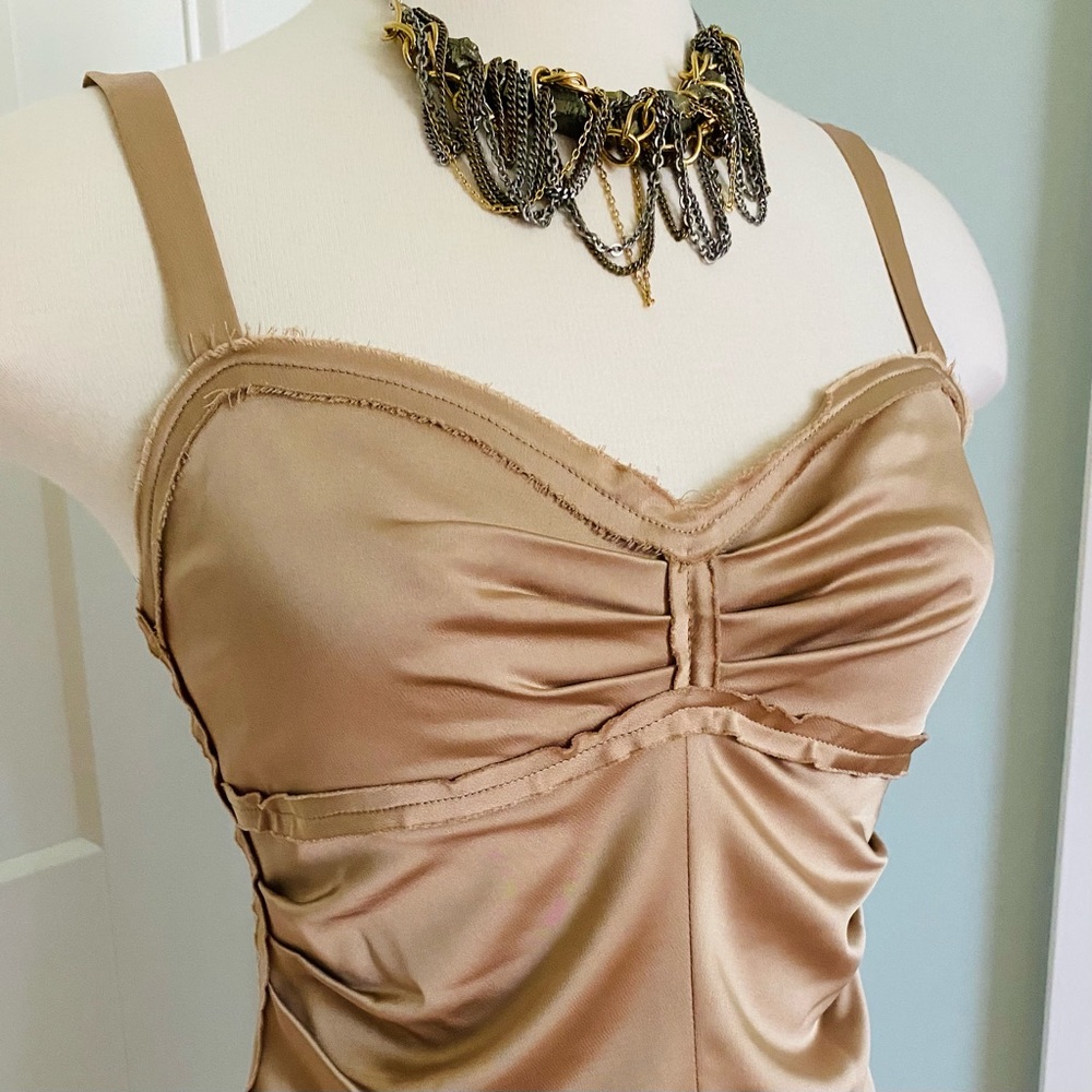 Champagne Satin BGBGMaxAzria Cocktail Dress - XS - Picture 2 of 4